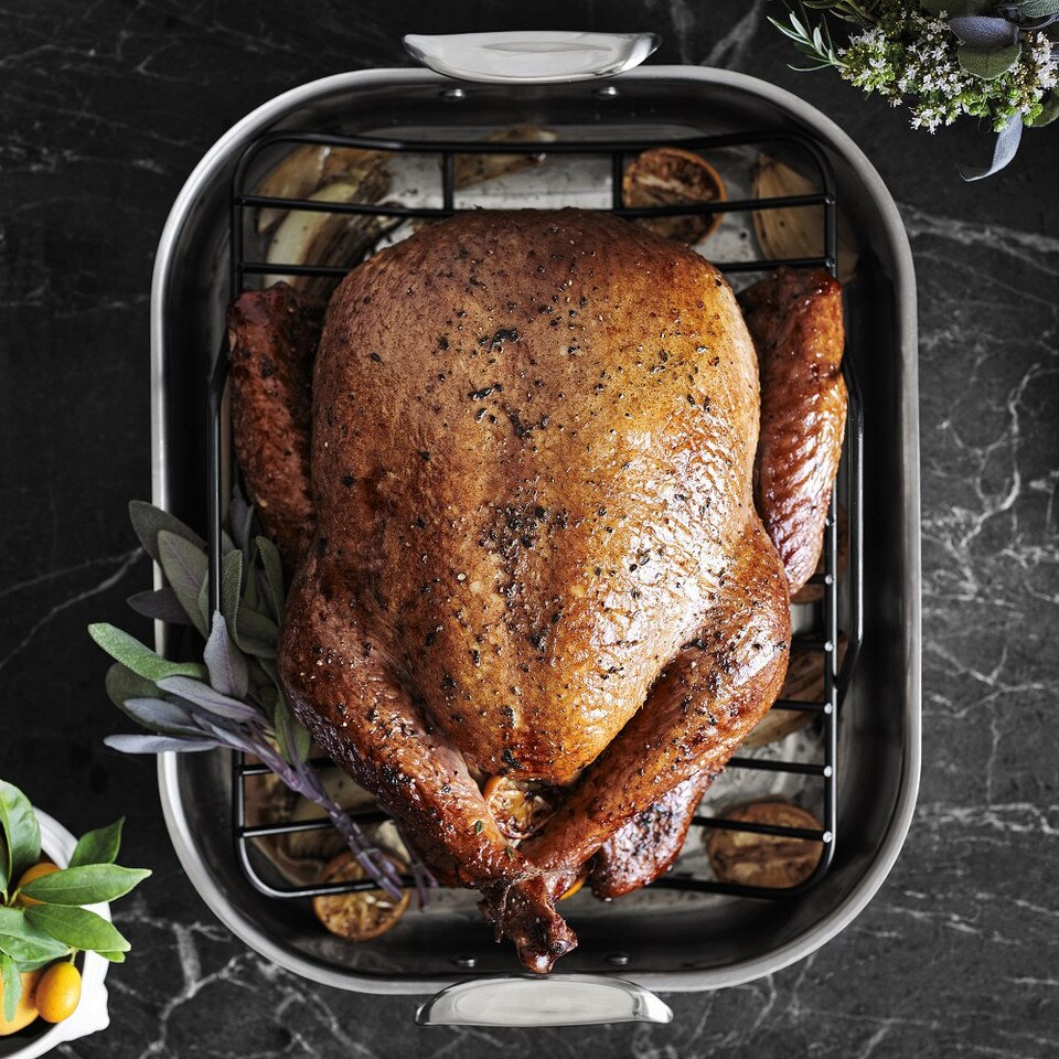 AllClad StainlessSteel Roaster with Rack Williams Sonoma Australia